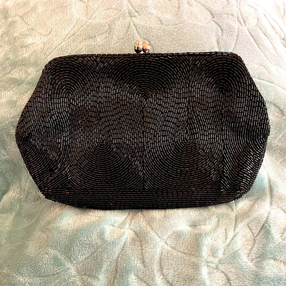 Vintage Magid black evening clutch. Hand beaded in Japan. Excellent condition.